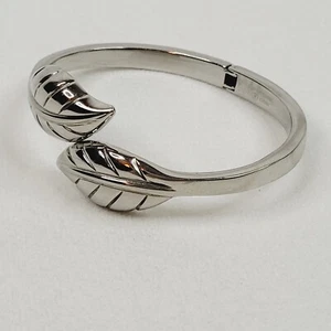 Brazalete con bisagras abrazadera de hoja de acero inoxidable joyería de moda pulsera naturaleza boho - Imagen 1 de 5