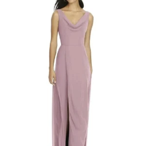 Dessy 8180....Full Length, Cowl Neck, V Back Dress....Suede Rose...Size 6...NWT - Picture 1 of 4