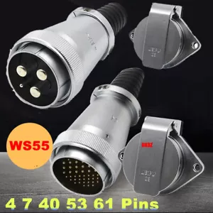 WS55 Waterproof Aviation Plugs Sockets Panel Cable Connectors 4 7 40 53 61 Pins - Picture 1 of 25