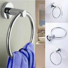 Luxury Chrome Round Hand Towel Ring Holder Wall Mounted For Kitchen Bathroom
