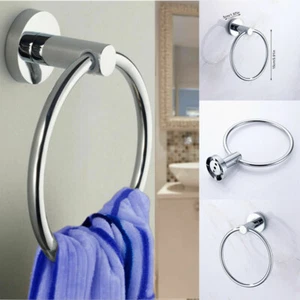 Round Hand Towel Ring Holder Chrome Wall Mounted for Kitchen Bathroom Accessory - Picture 1 of 12