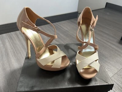 Escarpins Sandales Beige Nude Pointure 38 Justfab Sexy Fashion Luxe - Photo 1/4