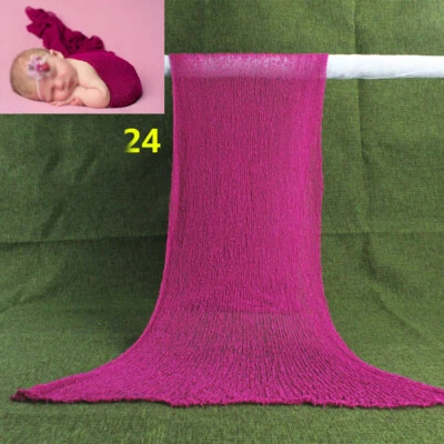 2 Types Newborn Photography Props Blanket Solid Color Baby Wrap or With Headband - Image 1 of 4