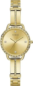 Guess GW0022L2 Womens Crystal Accented Gold Tone Bangle Watch - Picture 1 of 5