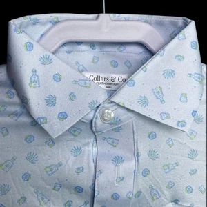Collars & Co Poloshirt Herren S Tequila Shot Golf Preppy Stretch Dress Kragen NEU - Bild 1 von 10