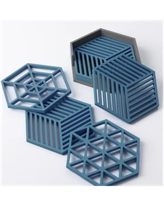 Hexagonal Geometric Plastic Coaster Set - Picture 1 of 11