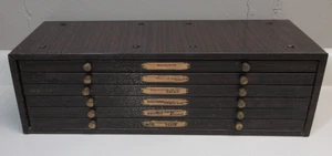 VINTAGE CE MARSHALL UHRMACHER 6 SCHUBLADEN METALLTEILE KRISTALL AUFBEWAHRUNGSSCHRANK #62 - Bild 1 von 20