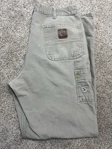 Carhartt Hose Herren Größe 36x34 Carpenter B11 DES Leder Patch Y2K fleckig - Bild 1 von 10