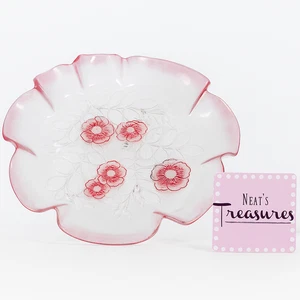 Plato floral rosa esmerilado Mikasa ROSELLA Walther Crystal Alemania Occidental años 90 - Imagen 1 de 18