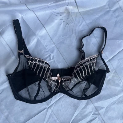 Freya AA1011 Fancies Plunge Bra Full Figure Underwire Bra US 36 I black pink 36I - Image 1 of 4