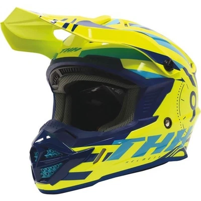 Casco juvenil THH T730X Twister | Amarillo Flo/Azul marino/Azul | PUNTO; ECE 22-05 Foto 1 de 4