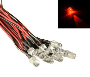 10x Red Pre Wired 5mm LED Light Lamp + Bezel Holder 12V - Picture 1 of 1