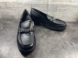 Calvin Klein Mocasín Grueso Mujer 11M Zapatos Marshela Cuero Negro Plataforma Taco - Imagen 1 de 19