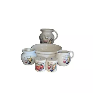 Yesteryears 6 Pc Pottery Set Pitcher Bowl Salt Pepper Cream Sugar Marshall Texas - Picture 1 of 15
