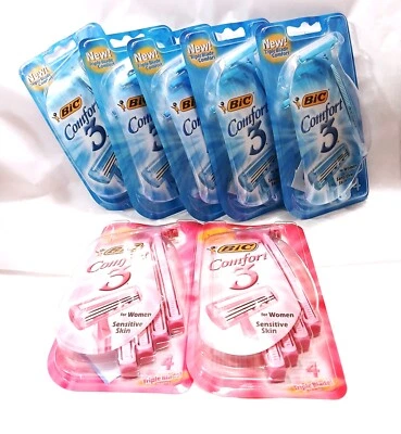 Lote de 7 paquetes de 4 maquinillas de afeitar para piel sensible Bic Comfort 3 para mujer nuevas en stock Foto 1 de 4