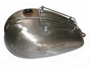 Pour 1965 Triumph T120R TR6 650cc 4 GAL Brut Carburant Tank Avec Gril Rack ECS - Photo 1/6