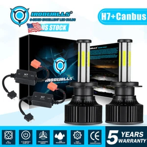 6 Sides H7 2800W 420000LM LED Headlight 6000K White Power Bulbs+Canbus Decoder - Picture 1 of 12