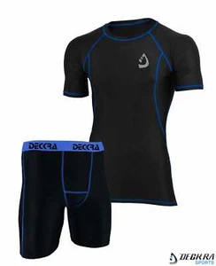 Mens Compression Shirt / Shorts Set Base Layer Cycling Running Gym Tight Boxers - Picture 1 of 4