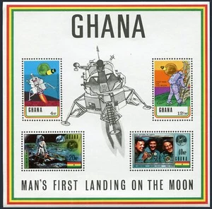 Ghana 386-389,389a two sheets,MNH.Mi 397-400,Bl.39B-38C. Man's Moon landing.1970 - Picture 1 of 3