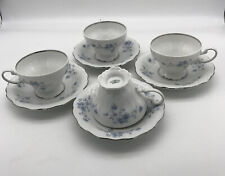 Johann Haviland Blue Garland  Tea Set 4 Footed Cups & 4 Saucers. New!