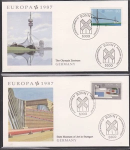 GERMANY 1987 2 FLEETWOOD FIRST DAY COVERS EUROPA ARCHITECTURE CACHET - Picture 1 of 2