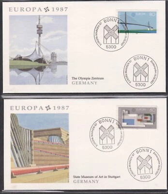 GERMANY 1987 2 FLEETWOOD FIRST DAY COVERS EUROPA ARCHITECTURE CACHET - Image 1 of 2