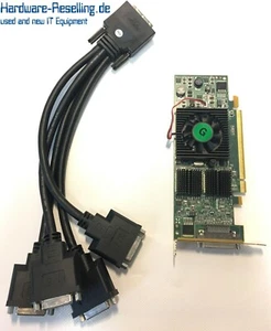 Matrox MGI QID-E128LPAF 128MB DDR2, PCIe x16 Quad DVI mit KX20 Kabel Low-Prof - Bild 1 von 4
