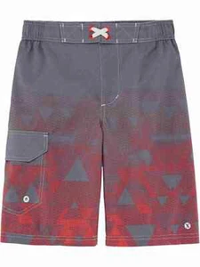 Boys Gray & Orange Faded Triangle Print Swim Trunk Board Shorts X-Small (6-7) - Picture 1 of 1