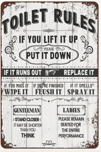 Toilet Rules- Metal Sign- 8x12 - Picture 1 of 4