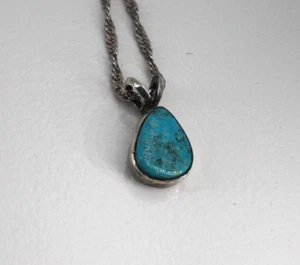 "Collar de cadena colgante turquesa nativo americano nativo americano Bisbee Bob Navajo 16" - Imagen 1 de 6