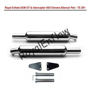 AEW 201 Chrome Exhaust Muffler Silencer Pair Royal Enfield GT & Interceptor 650 - Bild 1 von 9