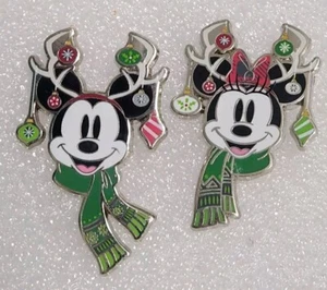 Disney 2019 Christmas Holiday Mickey Minnie Geweih mit Ornamenten 2 Pins - Bild 1 von 4