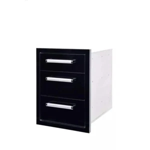Hoguera Barbacoa Almacenamiento Exterior Triple Cajón Negro Serie Vertical para Isla - Imagen 1 de 6