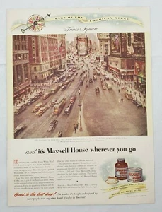 DE COLECCIÓN ~ MAXWELL HOUSE COFFEE c.1946 Times Square por Alfred Mira (anuncio de revista) - Imagen 1 de 10