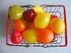 16pcs Mini Toy Fruit / Veg in Metal Shopping Basket Play Food Kitchen Cafe Shop