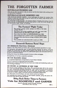 Anuncio impreso Forgotten Farmer Roosevelt & Garner Democratic Committee 1933 - Imagen 1 de 2