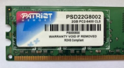PATRIOT Memory DDR2 2GB CL5 PC2-6400 (800MHz) SODIMM 2 GB PSD22G8002S - Immagine 1 di 3