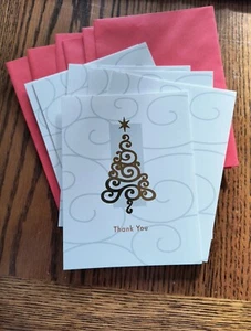 6 Unused American Greetings Christmas Holiday Thank You Card Christmas Tree - Picture 1 of 9