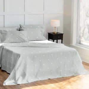 Cotton Percale QUEEN SIZE 4 PIECE Bedsheet set, Luxurious (Polka Dots) T 800 - Picture 1 of 7