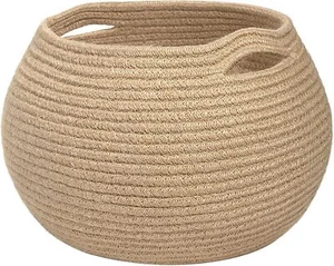 Wicker Storage Basket for Living Room, Small Round Woven Basket for Toys - Picture 1 of 6
