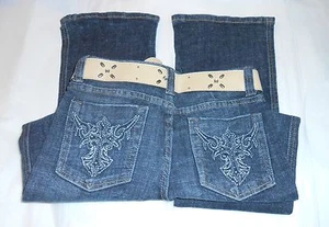 Underground Soul Girls Slim Embellished Denim Jeans + Faux Leather Belt 14 NWT - Picture 1 of 3