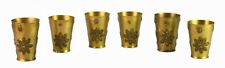 Beautiful Flower Design Set of 6 Pieces Indian Brass Drink Ware Glasses G66-864