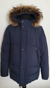 PAUL STUART wasserabweisender Daunenparka/Jacke mit Waschbärfellbesatz XXL dunkelblau - Bild 1 von 23