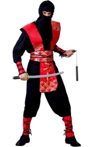 Adult NINJA MASTER Deluxe Martial Arts Fighter Samurai Fancy Dress Costume Male - Picture 1 of 6