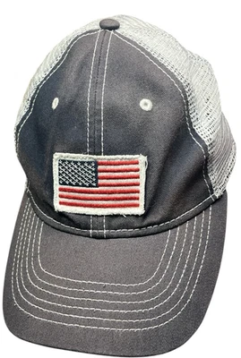 Gorra Academy USA Bandera Camionero Gris Bordado Correa Malla 4 de Julio Foto 1 de 4