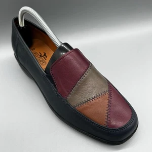 Fly Flot Leather Slip On Loafers Womens Uk 6 Eu 39 Navy Blue - Picture 1 of 8