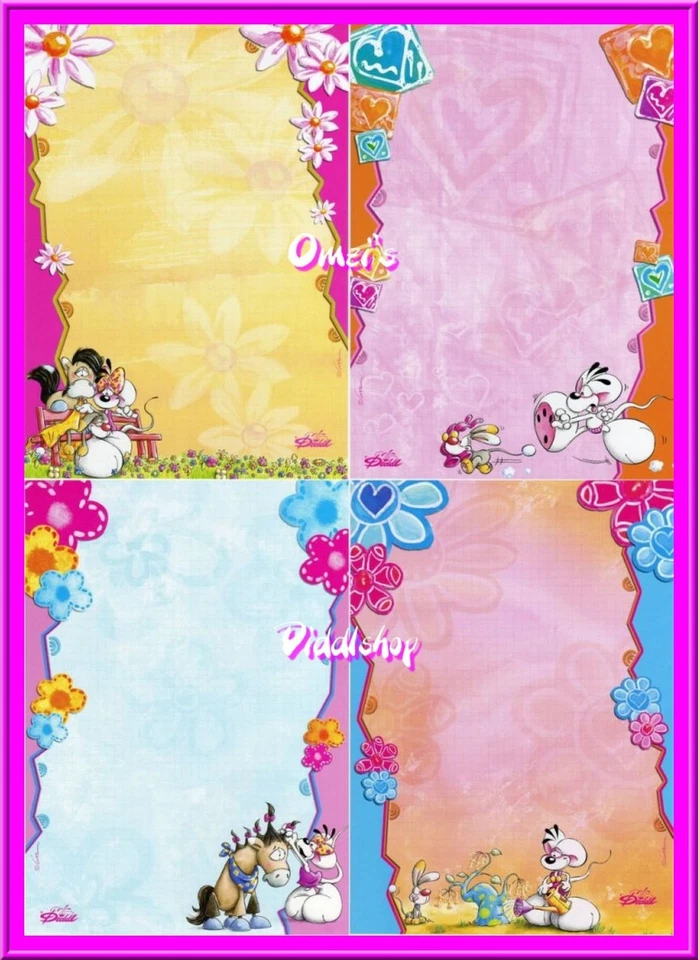 Diddl série complète 4 feuilles A4 3ème série parfumée 2004  146- 149 - Photo 1/1