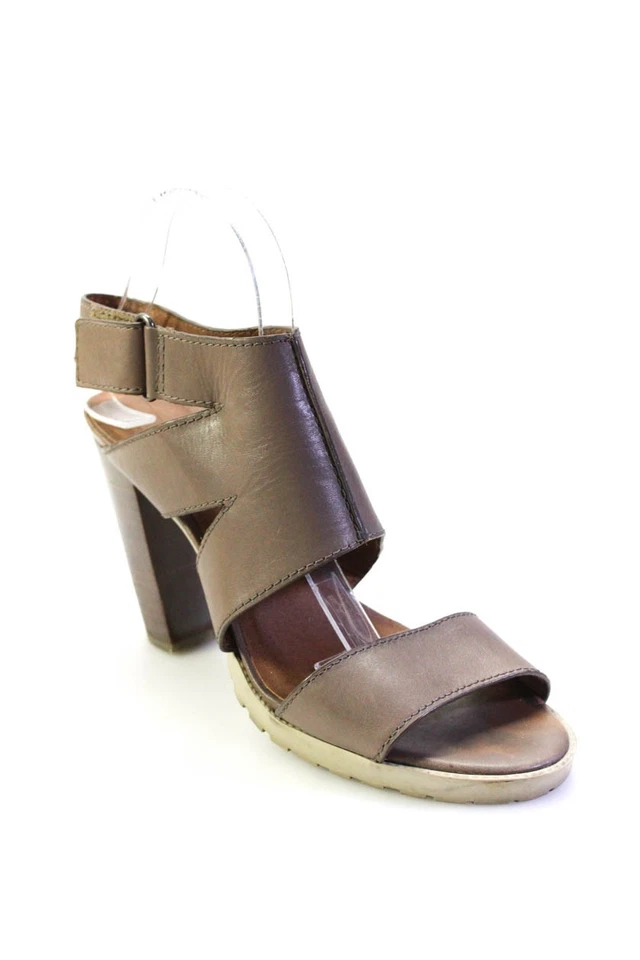 Saks Fifth Avenue Womens Block Heel Ankle Strap Sandals Brown Leather Size 9M - Image 1 of 4