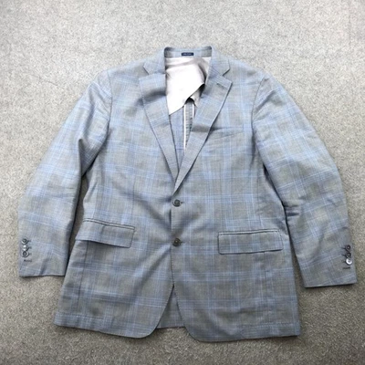 Peter Millar Jacket Mens 42R Gray Blue Plaid Wool Silk Linen Sport Coat Blazer - Image 1 of 4
