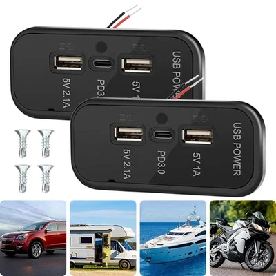 Auto Steckdose Dual USB Ladegerät Für 12V Buchse KFZ Einbau Wohnmobile Wohnwage - Bild 1 von 4